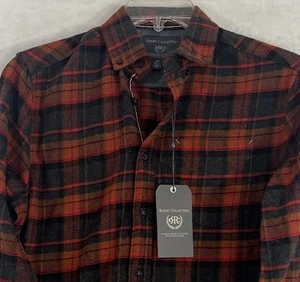New Report Collection Red Flannel Shirt Mens Small Long Sleeve Button Up NWT - Picture 1 of 8