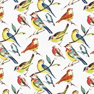 Richloom BIRDWATCHER Bird Linen SUMMER Blue Drapery Pillow Upholstery Fabric BTY - Picture 1 of 9