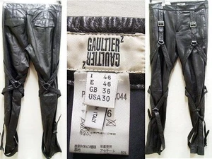 Used Jean Paul Gaultier2 Leather Parachute Bondage Pants Size 30 Black - Picture 1 of 2