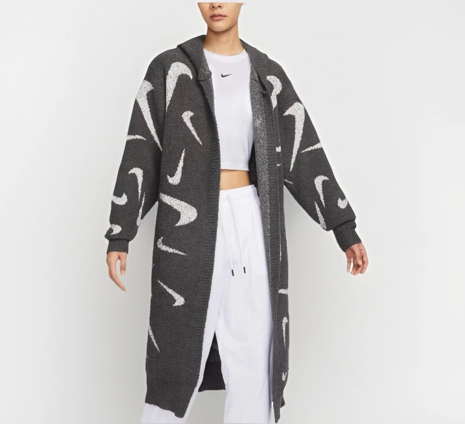 Nike Sportswear Phoenix Cozy Bouclé Long Knit Cardigan Size Small FD4282 254