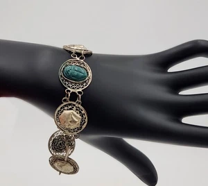 Pulsera de escarabajo y esfinge renacimiento egipcio vintage | Bisutería de mediados de siglo - Imagen 1 de 9