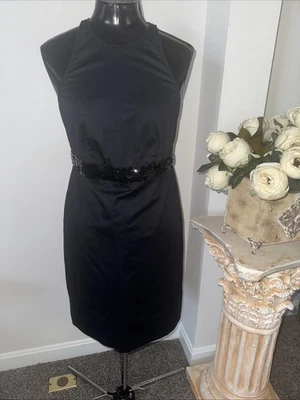 Burberry London Black Sequin Sheath  Dress Knee Length Cotton Stretch Sz 4 Italy - Image 1 of 4