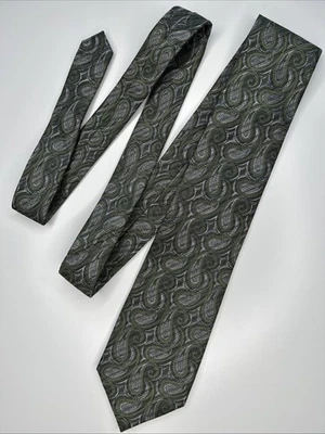 Corbata de seda Croft & Barrow para hombre verde cachemira 3,5” W RN 121148 acento blanco y azul Foto 1 de 3