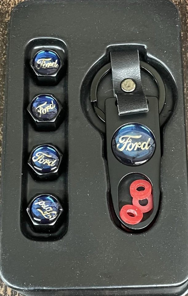 Ford Logo Keychain & Tire Valve Cap Set - Image 1 of 1