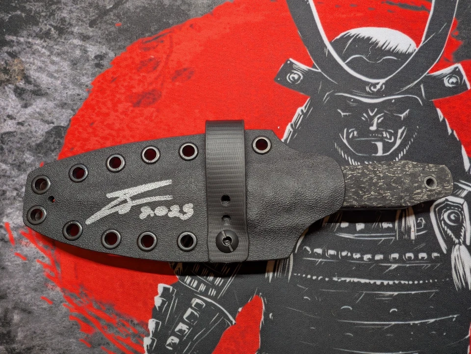Jason Knight Mini Coffin Bowie Rubberized Handle / Sheath Signed By Jason Knight - Image 1 of 4