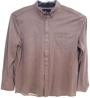Johnston & Murphy XC Flex Shirt Mens XL Red Blue Geometric Cotton Button Down - Image 1 of 4