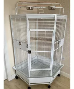 Parrot-Supplies Oklahoma Premium Play Top Corner Parrot Cage - White, - Picture 1 of 7