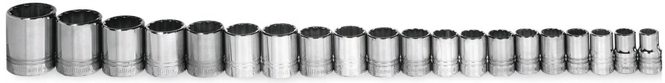 WILLIAMS INDUSTRIAL 20pc 5.5 - 24mm, 3/8"Drive, 6 Point, Chrome Shallow Socket Set Williams USA