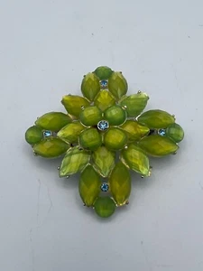 Vintage Liz Claiborne signierte Statement Anstecknadel Brosche - hellgrüne Steine - Bild 1 von 2
