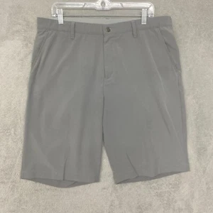 Adidas Shorts Mens 36 Gray Grip Waist Performance Polyester Flat Front - Picture 1 of 12