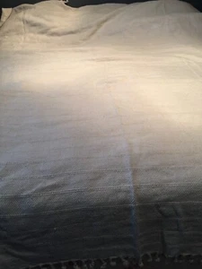 PRELOVED HEAVY FRINGED COTTON WOVEN  BEDSPREAD 82" X 104" - Picture 1 of 6