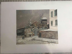 Maurice Utrillo off set lithograph cm 50x70 pantographed signature with - Picture 1 of 8