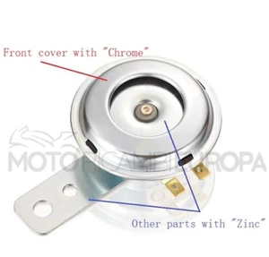 CLAXON UNIVERSALE PER MOTO SCOOTER E QUAD CROMATO DIAMETRO 70MM - Foto 1 di 3