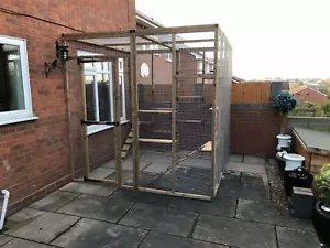 Catio / House Cat Enclosure 3 Sided Run 6ft x 6ft x 7ft5" Safe Outdoor Lean too - Picture 1 of 10