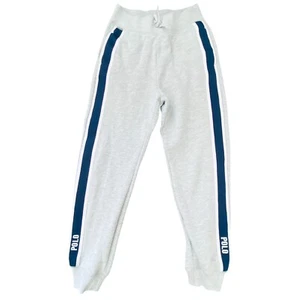 POLO RALPH LAUREN Jogger Pants Girls Size 6 Heather Grey Spell Out Logo Fleece - Picture 1 of 4