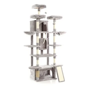 Fudajo Albero tiragraffi 198cm per gatti grigio con sisal cuccette e amache - Foto 1 di 11