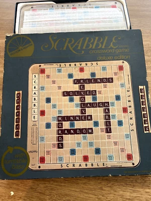 Scrabble Deluxe Edition Crossword Game 1977 Selchow & Righter 99 Tiles - Image 1 of 4