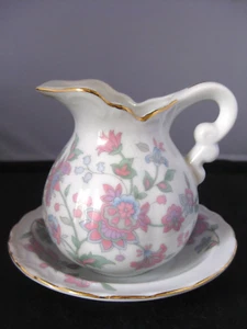 Vintage Floral Design Porcelain Milk Jug and Bowl - Picture 1 of 5
