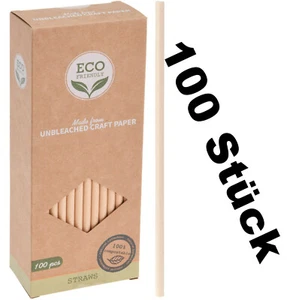 100 Stück Strohhalme aus Papier Trinkhalme Papierstrohhalme 19 cm Bio Braun - Bild 1 von 1