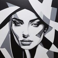 Modern Art Muster Female Schwarz Weiss Pop Art 02 120x120cm/Acrylglas/XXL Bilder