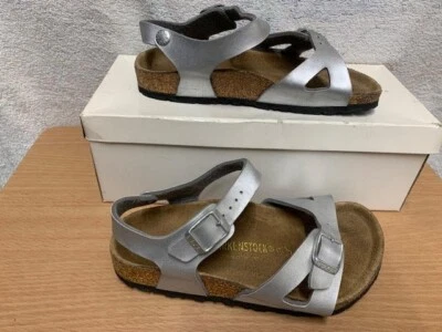 Sandalias Birkenstock Niños Rio Plata Gris Charol Birko Flor Talla UK 1 (33) 21CM Foto 1 de 4