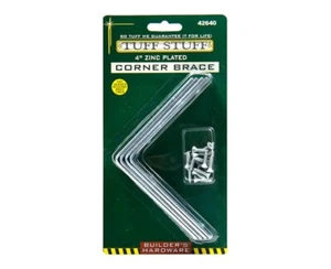 Tuff Stuff 4" CORNER BRACE CARDED 4/CARD Zinc Plated 42640 - Picture 1 of 1