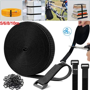 6/8/10m Klettband mit 50 Schnalle 2cm Breit Freie Schnittlänge Klett Kabelbinder - Bild 1 von 16