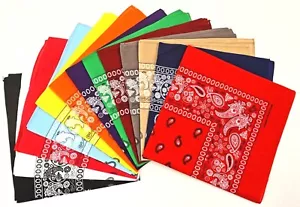 22x22 Paisley Bandana Scarf Hankerchief Do Rag Doorag 100%Cotton (select color) - Picture 1 of 14
