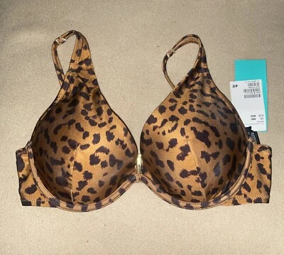 Traje de baño con estampado de guepardo H&M Top con aros acolchado 36C nuevo con etiquetas sujetador push up natación Foto 1 de 4