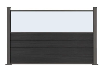Plexiglas-Zaun  WPC mit Glaseinsatz Windschutz Terrassenzaun Gastrozaun - Bild 1 von 4