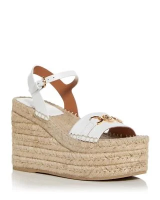 VERSACE Medusa Leather Espadrille Wedge Heel Platform Sandals Shoes White $775 — 第 1/4 张图片