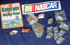 Lot 16 NASCAR Bobby Allison Stickers, Hat Lapel Pins, Waterslide, Thrills Coin - Picture 1 of 9