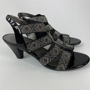 Karen Scott Shoes Nicolle Studded Fabric Open Toe Sandals Black Size 9M - Picture 1 of 16