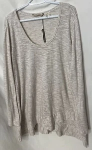 Weiche Umgebung Elfenbein Tunika Bluse Lagensaum Gr. 1X gestreift Langarm Neu  - Bild 1 von 11