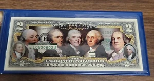 The Founding Fathers Commemorative Bank Note on Modern $2 Note . - Picture 1 of 3
