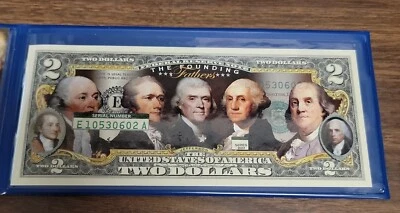 The Founding Fathers Commemorative Bank Note on Modern $2 Note . - Image 1 of 3