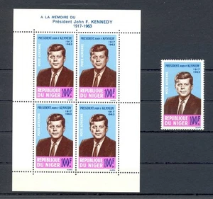 FRANZÖSISCHE KOLONIE NIGER YVERT # 441 + BLOCK 3 ** POSTFRISCH SEHR GUTER ZUSTAND KENNEDY - Bild 1 von 1