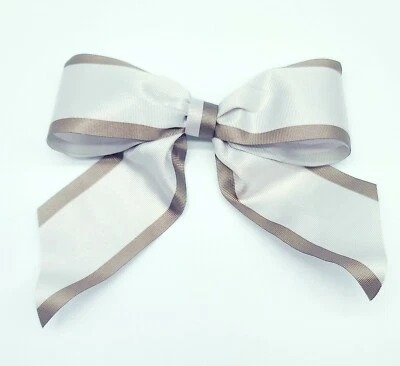 Pre-made Bow 7"X8" Wedding/ Birthday/Holiday Ribbon Bow Gray/Silver Sticky Back  - Image 1 of 3