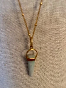 Larimar Edelstein Kristallspitze Halskette 14kt Gold gefüllt Handarbeit - Bild 1 von 5