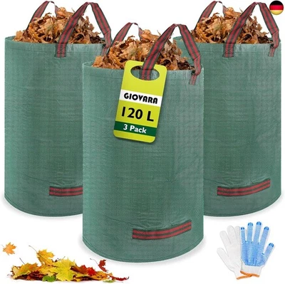 Gartenabfallsack pop up 3 x 120L, Laubsack für herbstlaub, Gartenabfallsack  - Bild 1 von 4