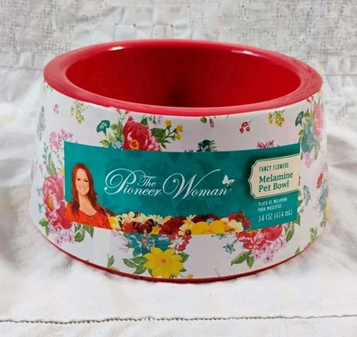 The Pioneer Woman Fancy Flowers Mascota Cuenco 14oz Floral Pequeño Melamina Perro Gato Nuevo Foto 1 de 4