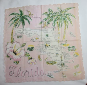 Vintage Handkerchief FLORIDA State Design - Picture 1 of 3