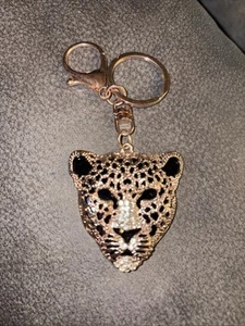 New Rhinestone Leopard Keyring Charm Pendant Purse Bag Key Ring Chain Keych G26b - Picture 1 of 3