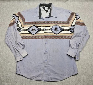Vintage Roper Shirt Mens Large Purple Southwestern Aztec Western Pearl Snap 90s - Picture 1 of 11