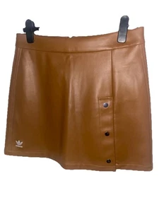 Adidas Originals Tan Brown Faux Leather skirt size UK 14/16 Waist 34” immaculate - Picture 1 of 6