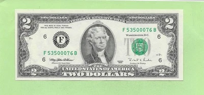 1995 ..UNCIRC $2  F 5350 0076 B  .... 1995 $2  F-B      NICE NOTE     FRN - Image 1 of 2