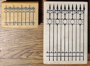 2 Vintage Stachel Zaun Stempel 2 3/4"x 3 1/4" & 1 5/8"x 2 1/4" Blöcke - Bild 1 von 5