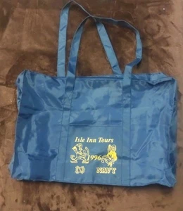 1996 Notre Dame Navy Football Game Isle Inn Tours Blue Tote Bag Zip NCAA College - Picture 1 of 8