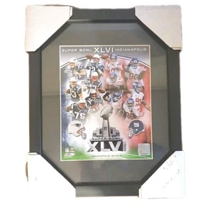 FRAMED Tom BRADY Eli MANNING 12x16" Patriots Giants Super Bowl XLVI PHOTO w Holo - Picture 1 of 2