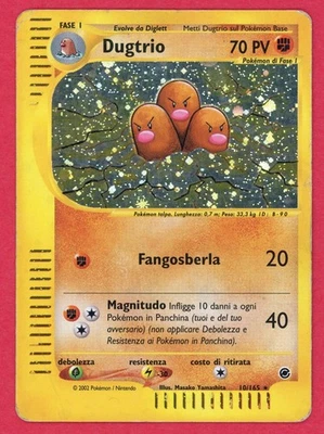 ITALIAN Dugtrio Pokémon TCG Expedition Base Set 10/165 Regular Holo Rare DMG - Image 1 of 2